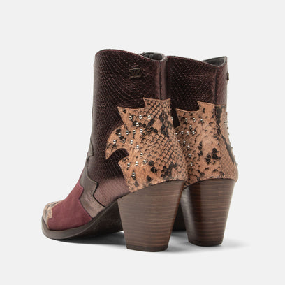 Stevie Damen Leder-Stiefeletten Merlot