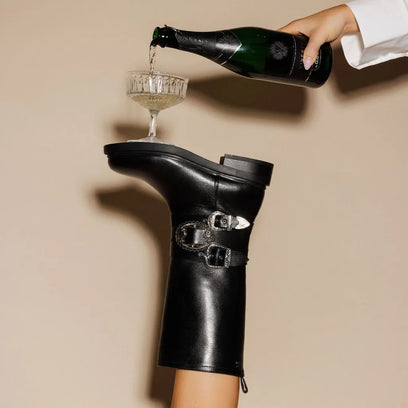 Clover Damen Leder-Stiefel Black