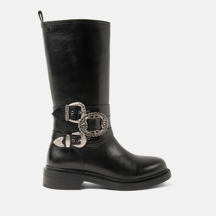 Clover Damen Leder-Stiefel Black