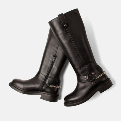 Leslie Damen Leder-Stiefel Black