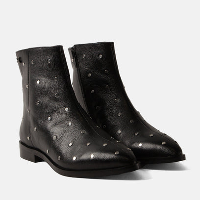 Dana Damen Leder-Stiefeletten Black