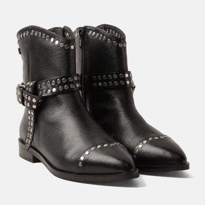 Zora Damen Leder-Stiefeletten Black