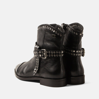 Zora Damen Leder-Stiefeletten Black