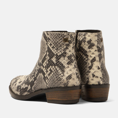 Beverly Damen Leder-Stiefeletten Offwhite