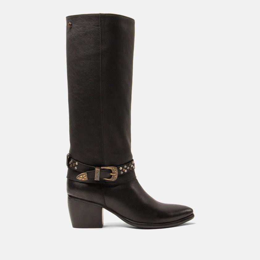 Jet Damen Leder-Stiefel Black