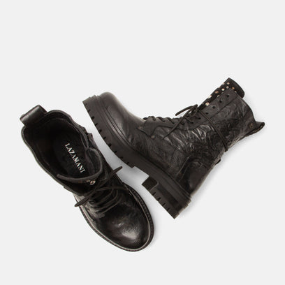 Lex Damen Leder-Schnürboots Black