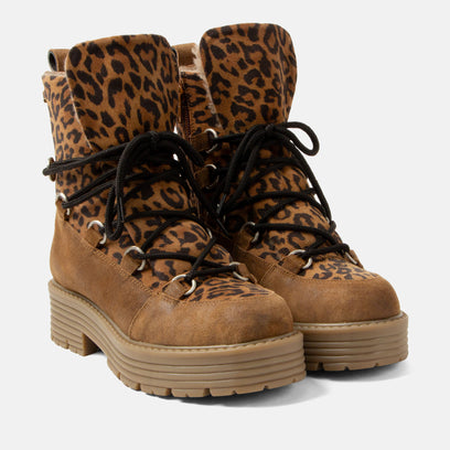 Desi Damen Wildleder-Schnürboots Tan/Leo