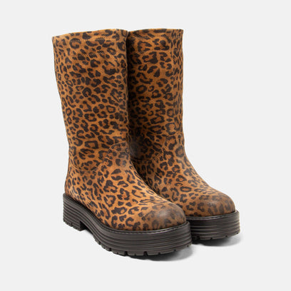 Jacky Damen Wildleder-Stiefel Tan/Leo