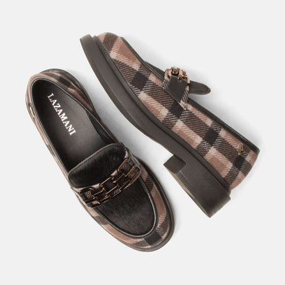 Oxford Damen Loafer Tartan Black