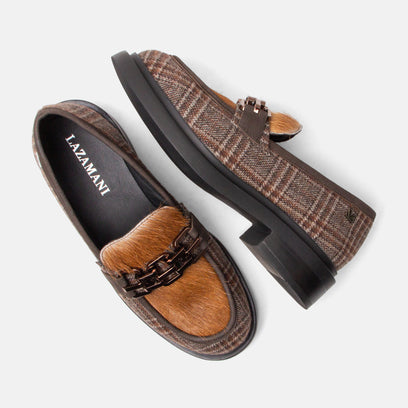 Oxford Damen Loafer Tartan Cognac