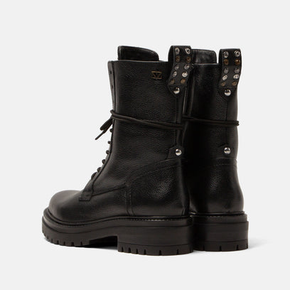 Jessie Damen Leder-Schnürboots Black