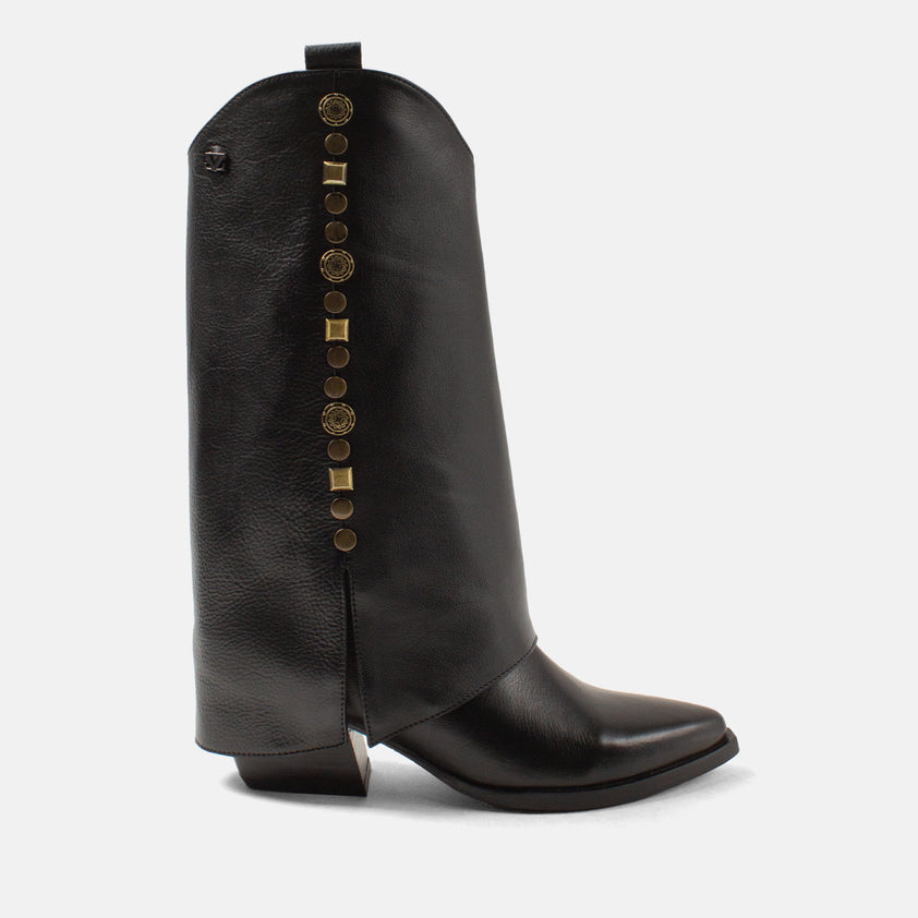 Kiki Damen Leder-Stiefel Black