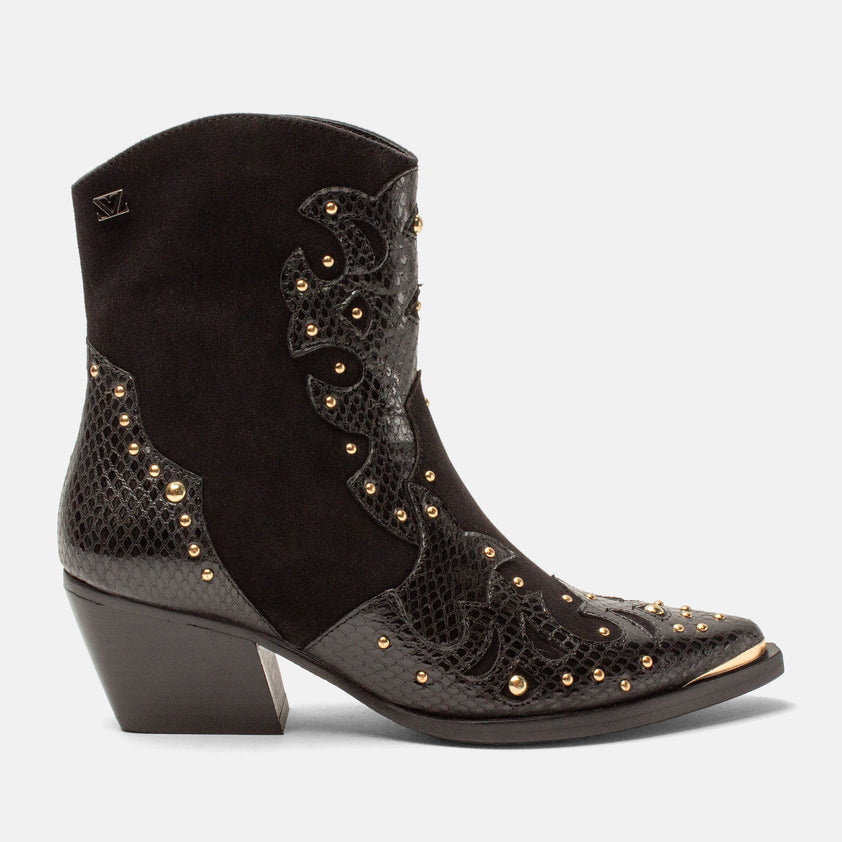 Fenne Damen Leder-Stiefeletten Black
