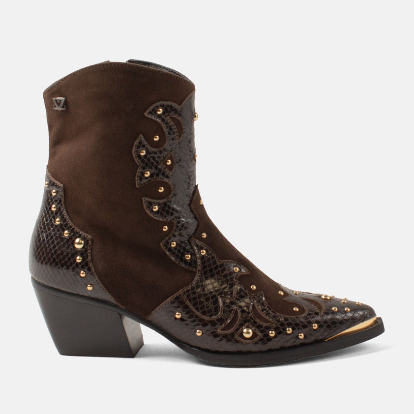 Fenne Damen Leder-Stiefeletten Brown