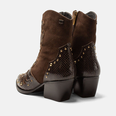 Fenne Damen Leder-Stiefeletten Brown