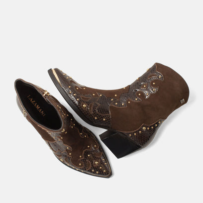 Fenne Damen Leder-Stiefeletten Brown