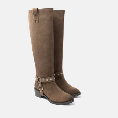 Fay Damen Wildleder-Stiefel Taupe
