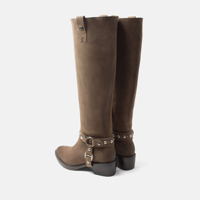 Fay Damen Wildleder-Stiefel Taupe
