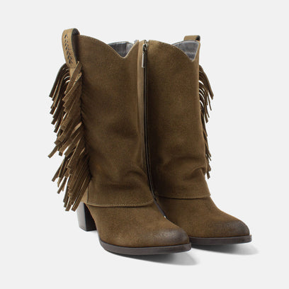 Emi Damen Wildleder-Stiefel Khaki
