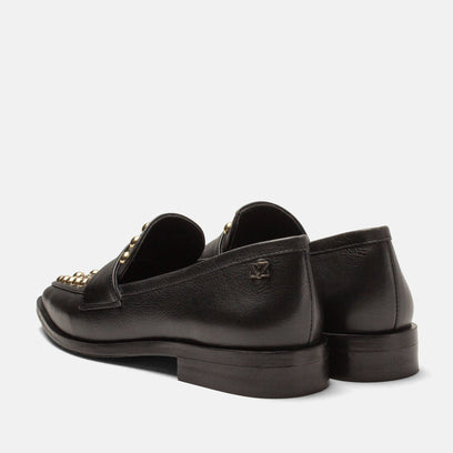 Benthe Damen Leder-Loafer Black