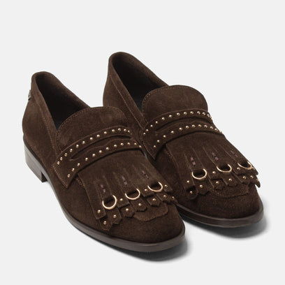 Suus Damen Wildleader-Loafers Brown