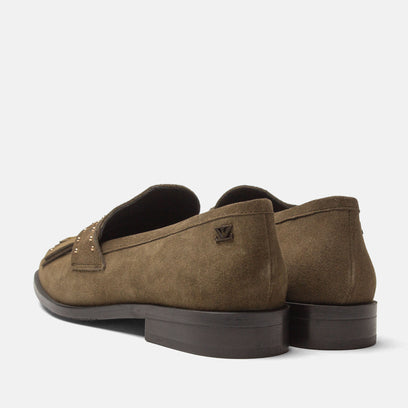 Suus Damen Wildleader-Loafers Khaki