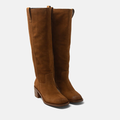 Elin Damen Wildleder-Stiefel Cognac