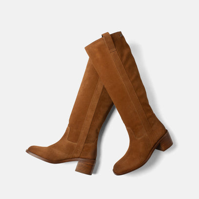 Elin Damen Wildleder-Stiefel Cognac