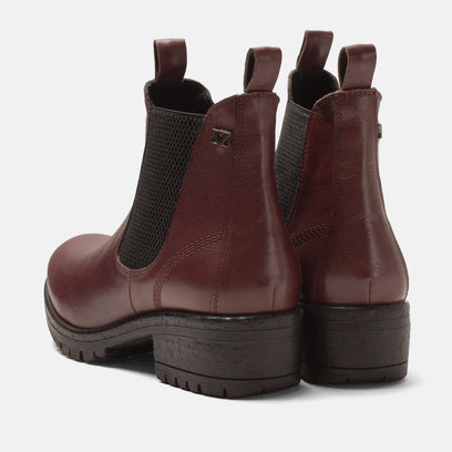 Lia Dames Leder Chelsea-Boots Burgundy