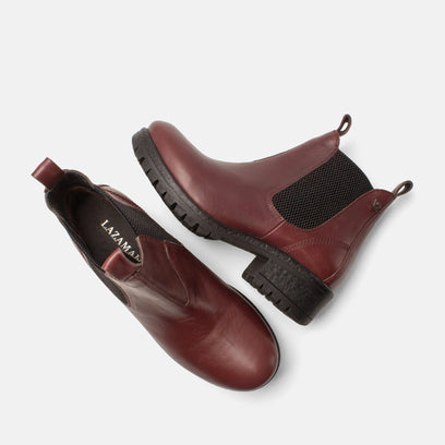 Lia Dames Leder Chelsea-Boots Burgundy