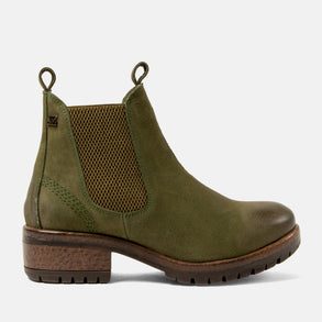 Lia Damen Leder Chelsea-Boots Green Lia Dames Leder Chelsea-Boots Green