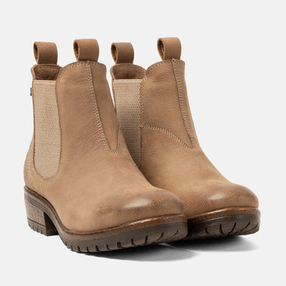 Lia Dames Leder Chelsea-Boots Taupe