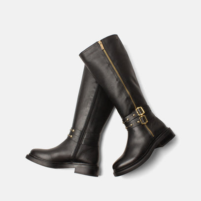 Emma Damen Leder-Stiefel Black