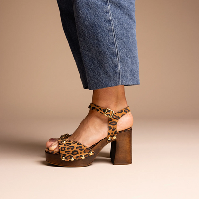 Luisa Damen Wildleder-Clogs Leopard