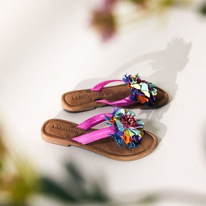 Peony Damen Leder-Zehentrenner 33.726 Fuxia