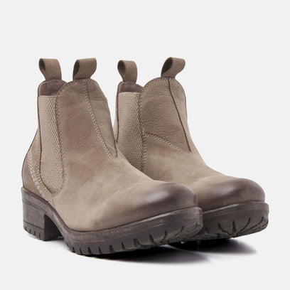 Lia Damen Leder Chelsea-Boots Taupe