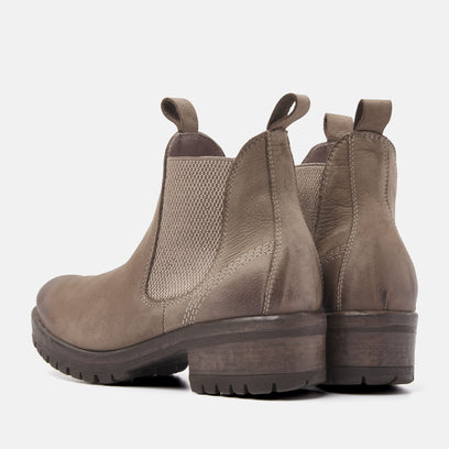 Lia Damen Leder Chelsea-Boots Taupe