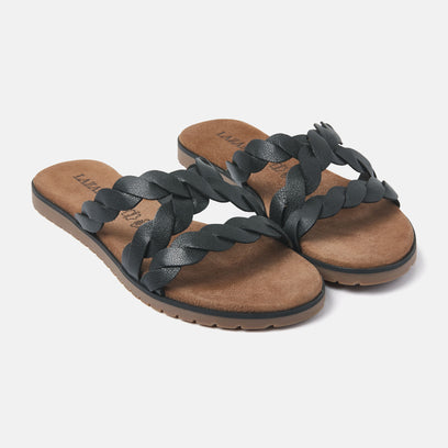 Eden Damen Leder Pantoletten Black