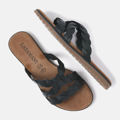 Eden Damen Leder Pantoletten Black