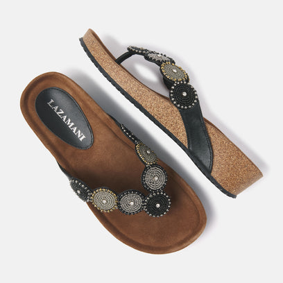 Mara Damen Leder-Pantoletten Black