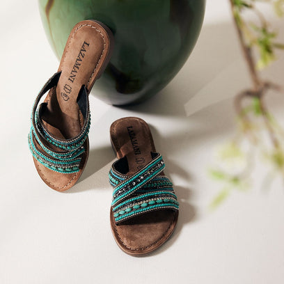 Marlin Damen Leder Pantoletten Aqua