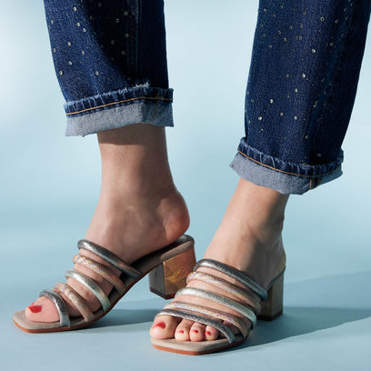 Damen Pantoletten 85.562 Biscuit Multi