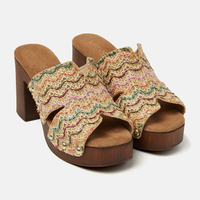 Elena Damen Clogs Raffia Multi