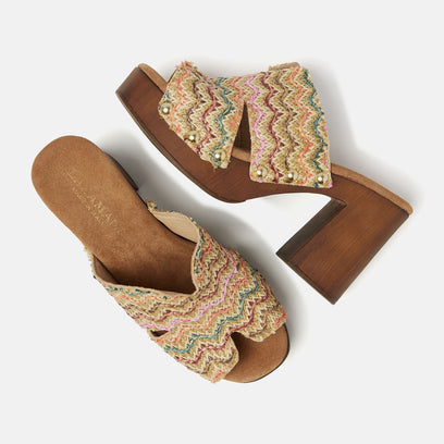 Elena Damen Clogs Raffia Multi