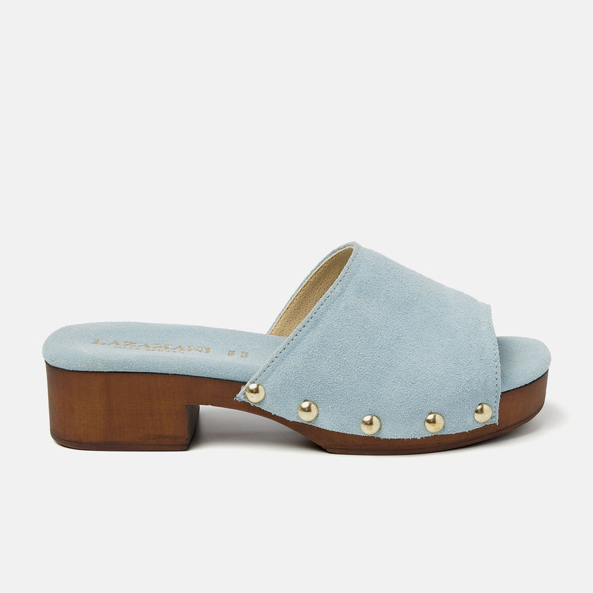 Bella Damen Clogs Wildleder Blue