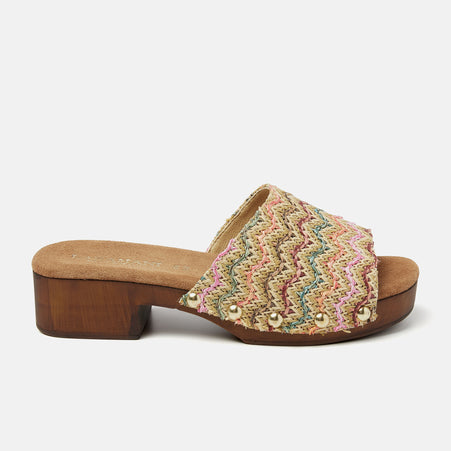 Bella Damen Clogs Raffia Multi