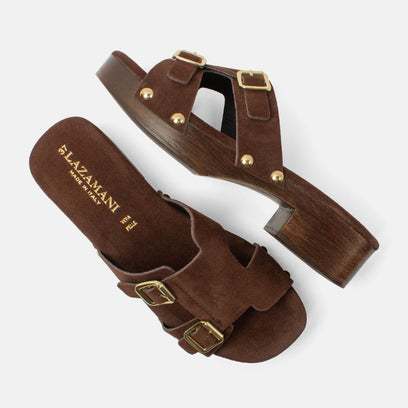 Aria Damen Wildleder-Clogs Brown