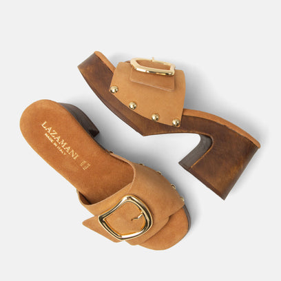 Celia Damen Wildleder-Clogs Cuoio