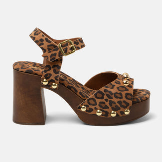 Luisa Damen Wildleder-Clogs Leopard