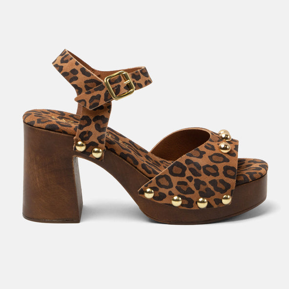 Luisa Damen Wildleder-Clogs Leopard